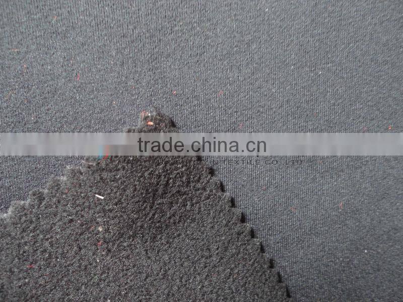 black knitted fabric bonded polar fleece soft shell fabric
