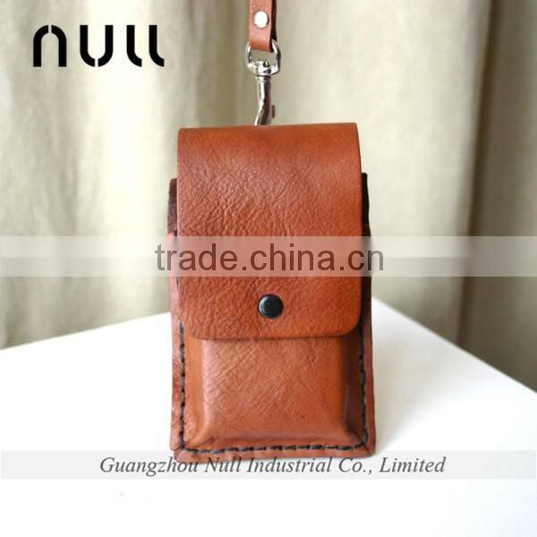 Vintage grain leather clasp button phone holder wallet