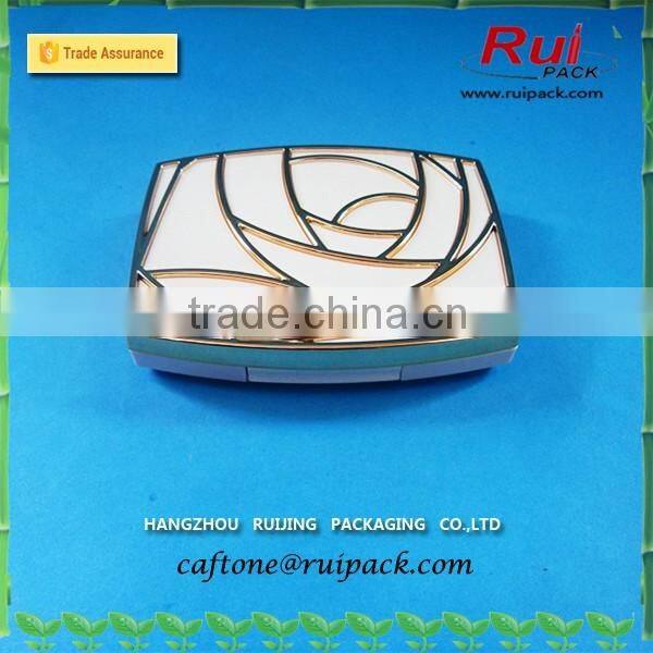 Mini cute compact powder cases with mirror, double layer fashion black empty cosmetic makeup compact powder case