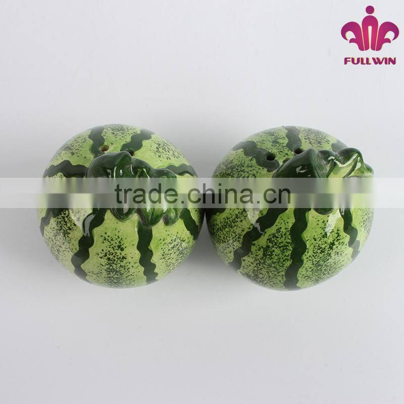 Watermelon design ceramic salt and pepper shaker wholesale with full handpainted