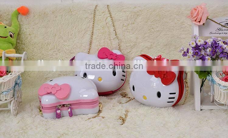 2016 new design bag cute kitty messenger bag hot sell ABS+PC child's bag