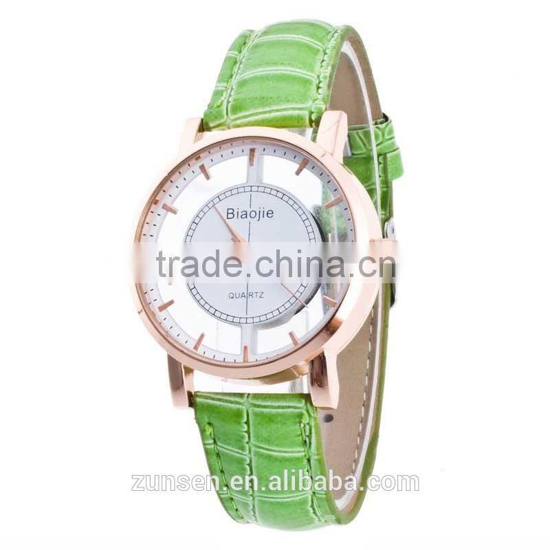 Relogio Feminino 2016 New Arrival Watch Men Transparent Hollow Leather Srap Wrist Watch Quartz Dress Watch