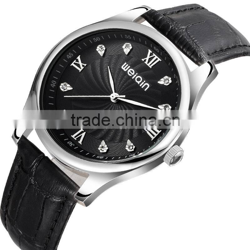 new alibaba product pvd gold crystal bezel black diamond face leather OEM luxury wrist women watches