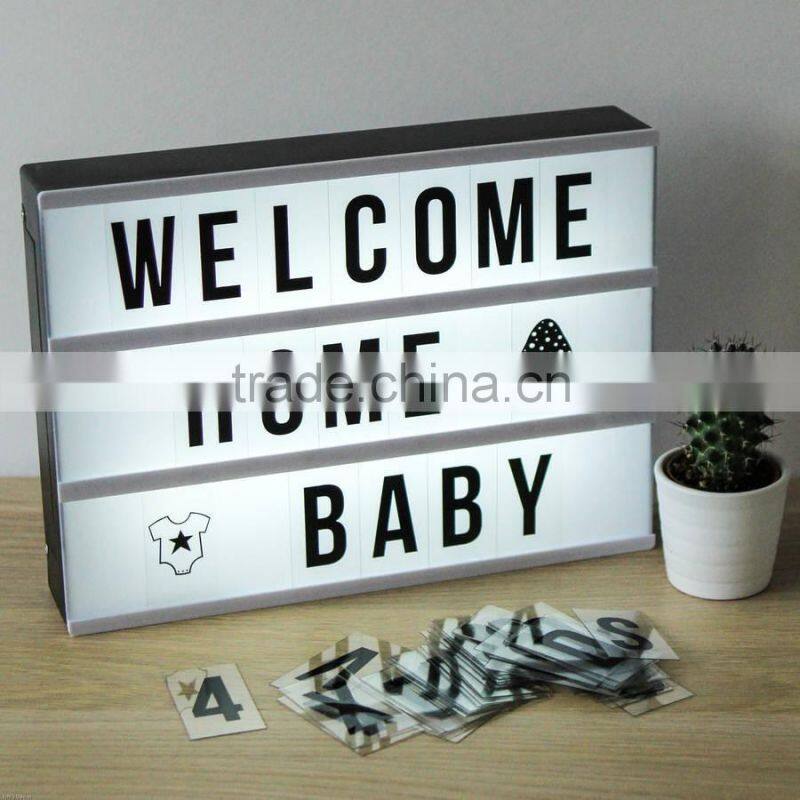 USB charge cinematic lightbox cinema sign light box letters light box with CE RoHs Reach certificates