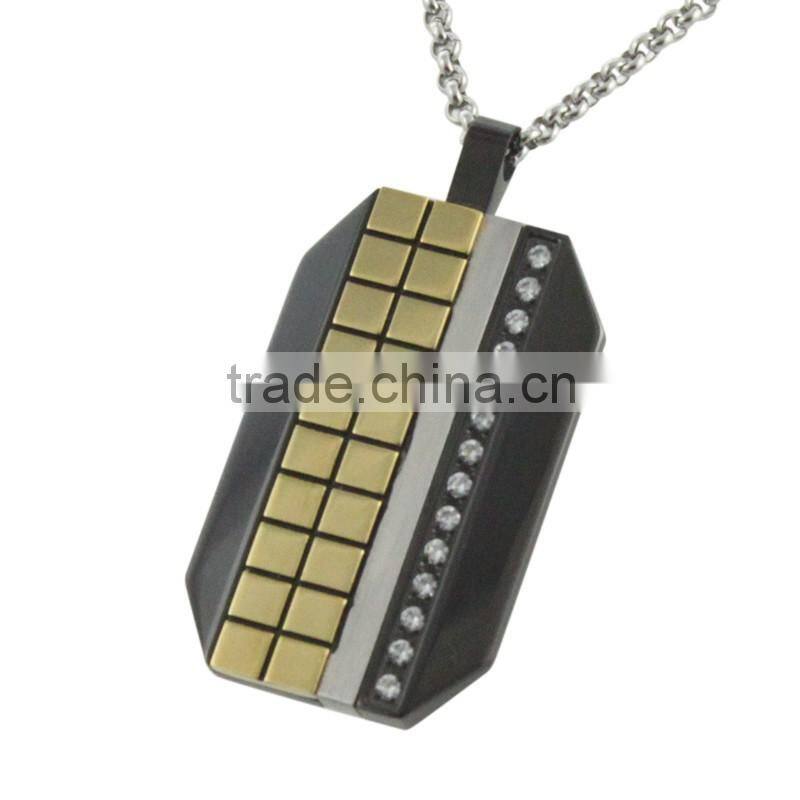 new design gold pendant with CNC white rhinestone for men