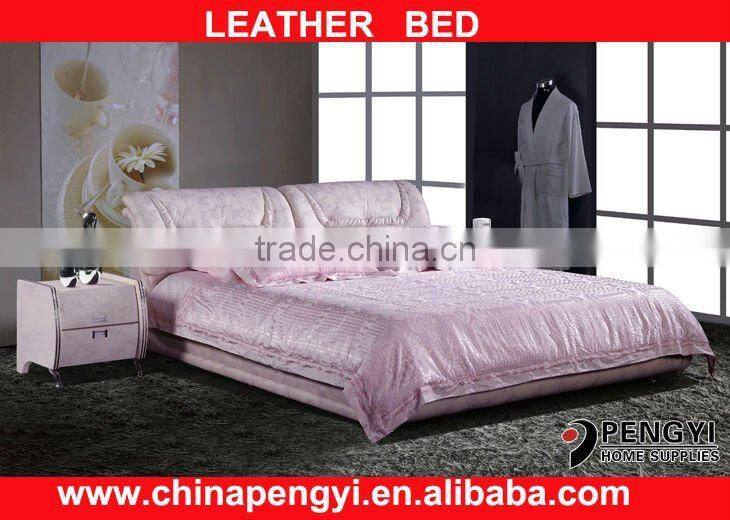 pink leather double bed frame PY-818Q