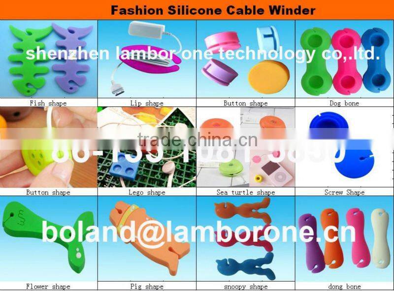 Fashion shape headphones earphone wire organizer cord holder silicone soft winder