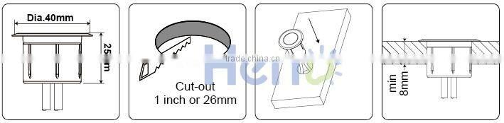 Set of 10 x Round 40mm 12V low voltage led wall recessed lamp ip65 waterproof