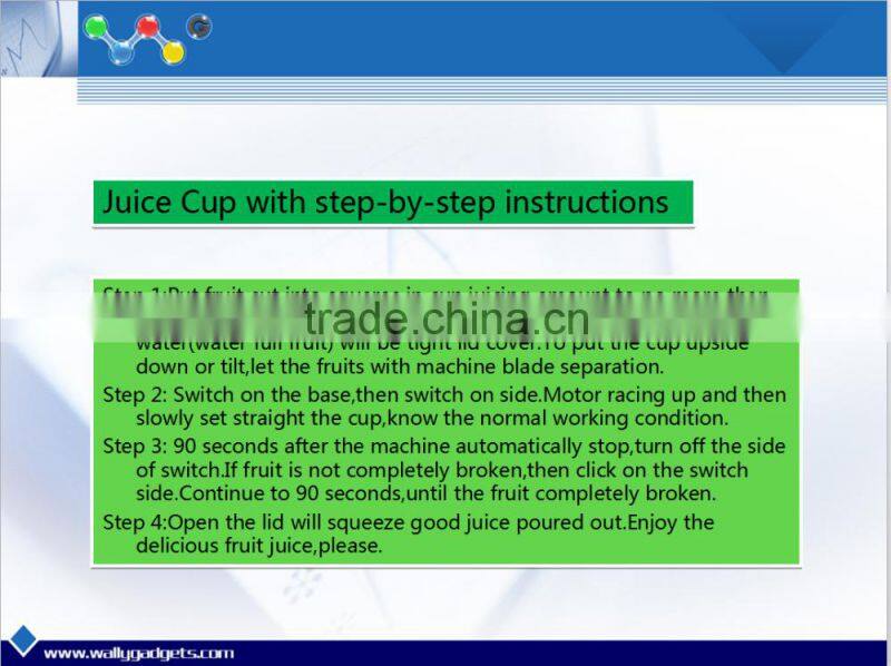 new arrival 304 stainless steel knife portable juice cup with USB milkshake cup