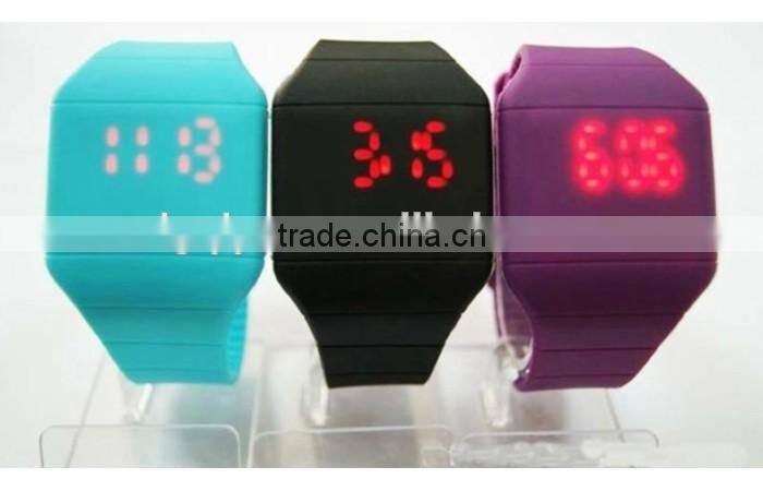 2016 Unisex soft silicone touch screen led watch colors silicone rubber band watch