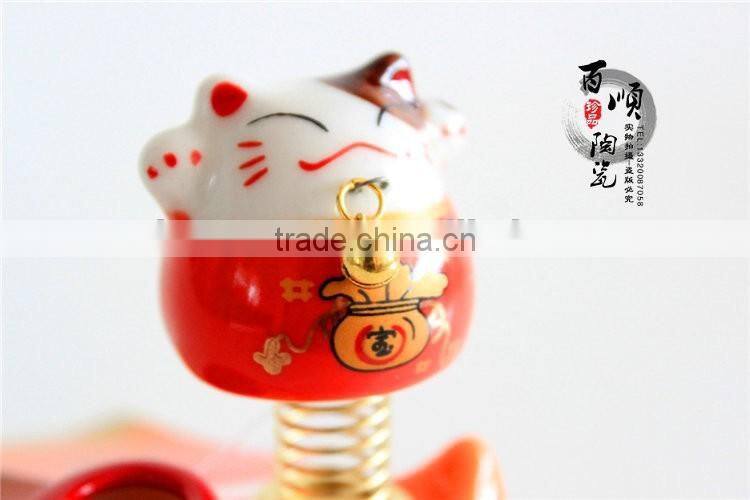 golden fish base ceramic lucky cat for car decoration Colors to choose fortune cat