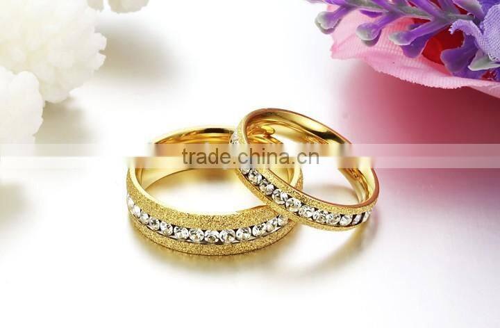 KSTONE Latest Designs Gold Shiny Couple Ring, Gold Crystal Ring For Couples