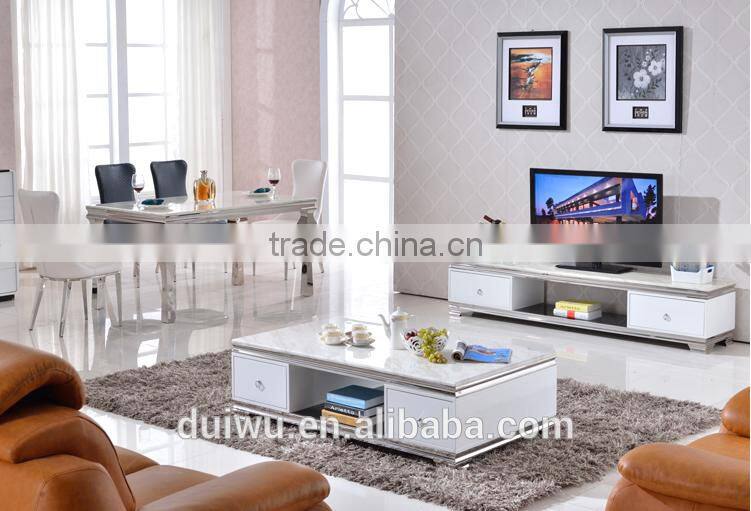 Factory high quality 201 stainless steel furniture modern dining room table set