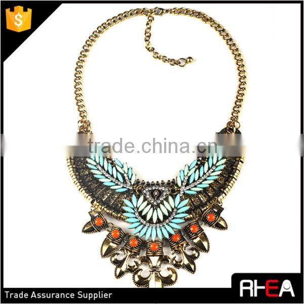 Boho Style Tibet Silver Feather Shape Alloy Necklace,Turkish Indian Alloy Necklace Statement Necklace