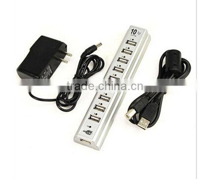 10 Ports USB 2.0 Hi Speed Multi Hub Expansion with Power Adaptor for PC & Laptop