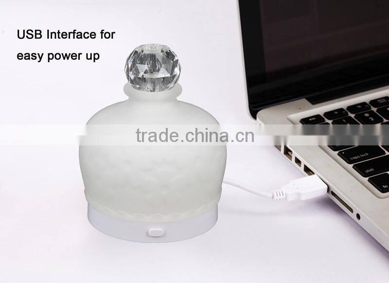 Newest Polystone USB/Battery-powered Fan Aromatherapy Diffuser,Mini Oil Diffuser,Portable Oil Dispenser w/7-color-change Light