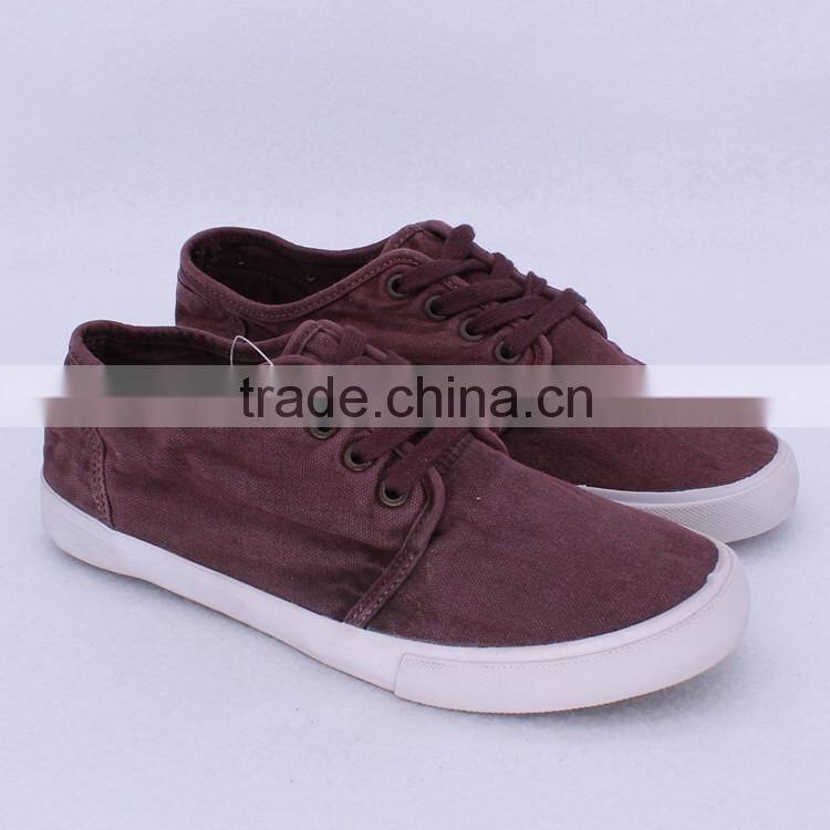 basic style cheap burgundy washed canvas men sneakers lace up man casual canvas shoe comfortable rubber sole vulcanized shoes