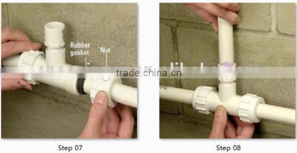 CPVC ASTM2846 equal tee pipe and fittings valves for cold and hot water supplying