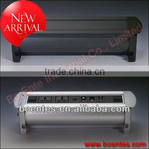 Manual Desktop Socket/ Rotatable Cable Cubby/Rotating Media HUB with cables