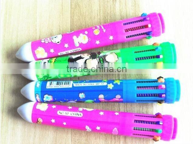cheap plastic multicolor ball pen for promotion