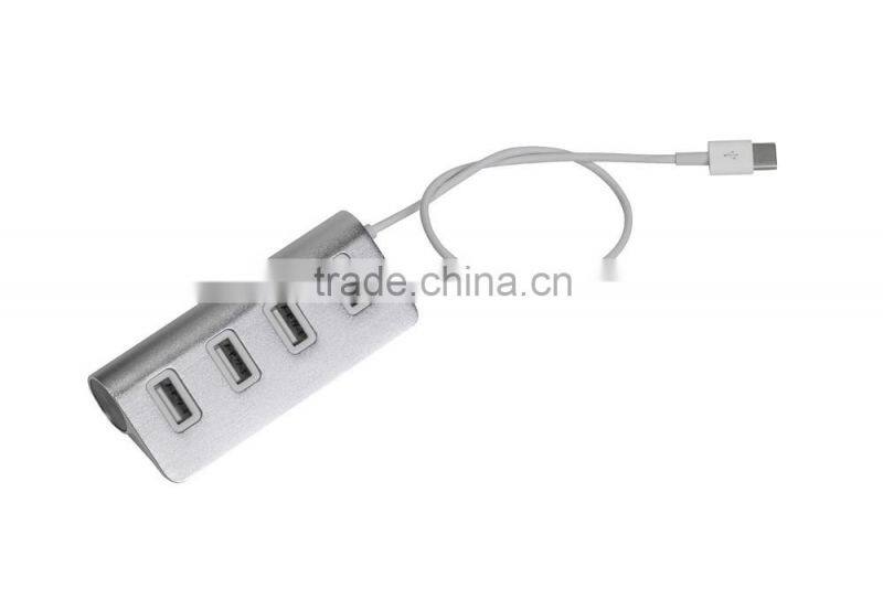 Good for gifts! Aluminium casing 4 port type c hub change to usb 2.0 hub for Macbook with LED indicators