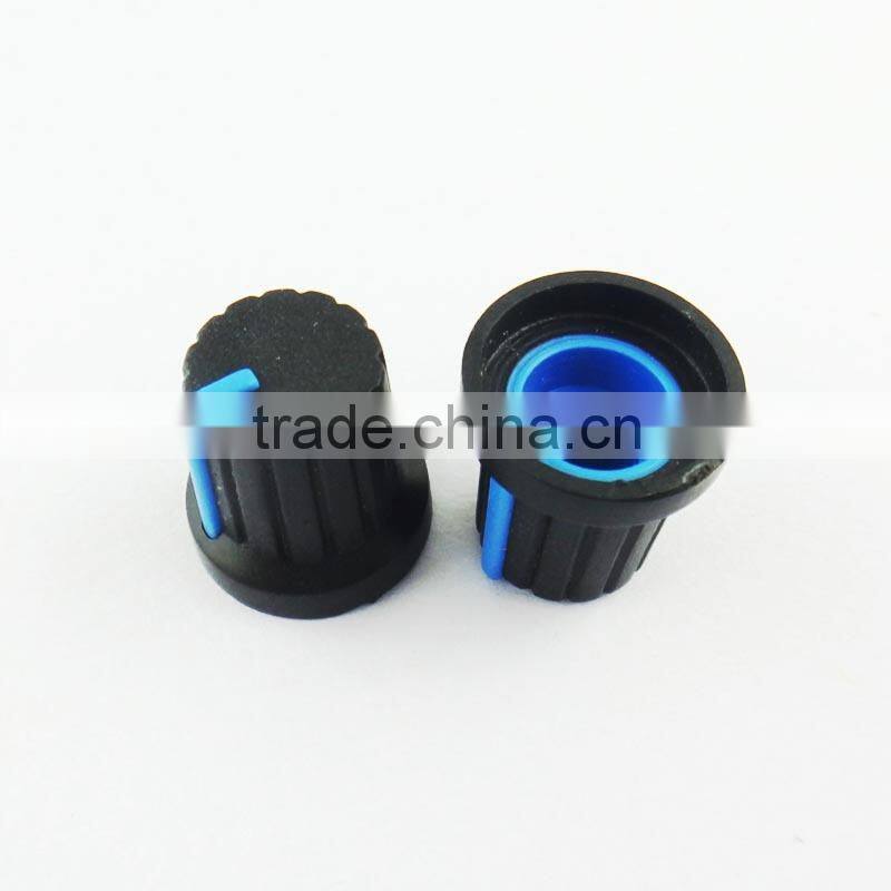 Blue black plastic knob volume control knob