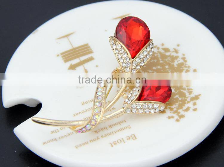 2015 wholesale colorful gemstone imitation korea latest fashion safety pin flowers and brooches for party dress