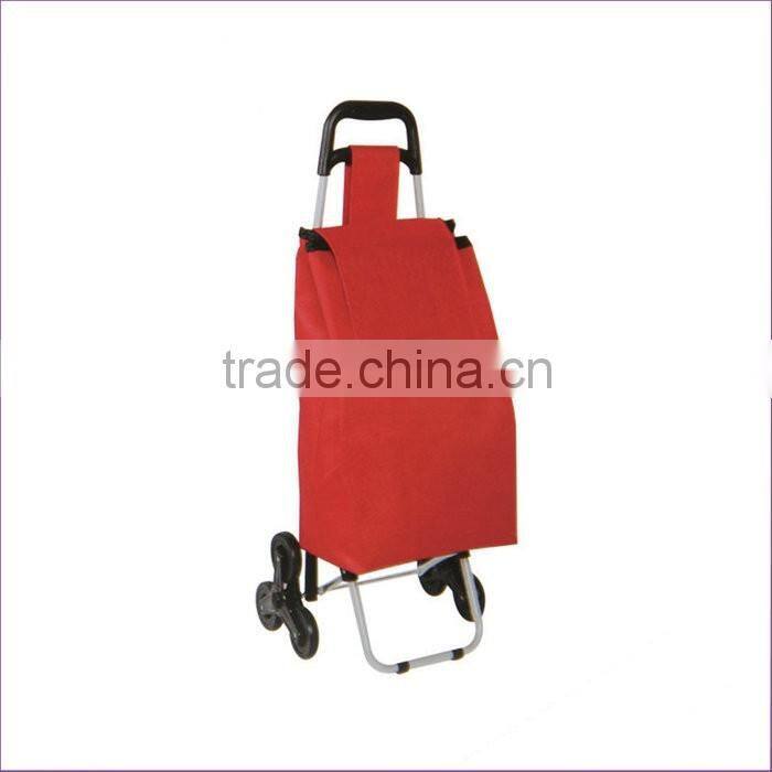 Solid-colored Square Pocket 6 Wheeled Climb Stairs Folding Shopping Cart