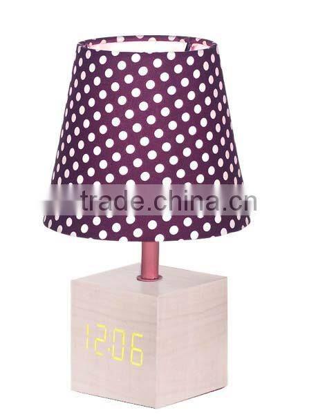 2014 new product desktop modern lamp with wooden clock