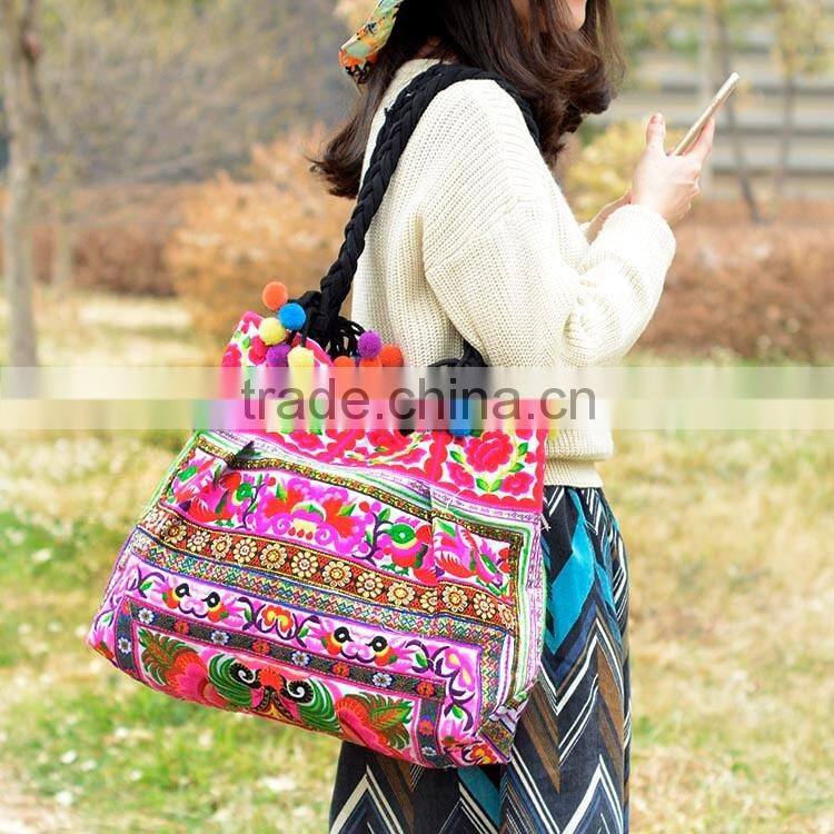 Top quality embroidered shoulder bag Vietnam embroidery bags