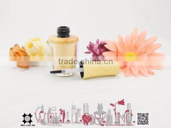 10ml wooden styple cap clear plastic cylinder nail polish bottle