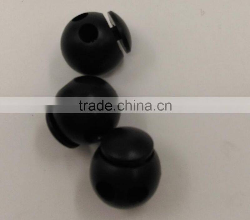 black adjustable ball/round plastic cord lock plastic cord stopper K-072