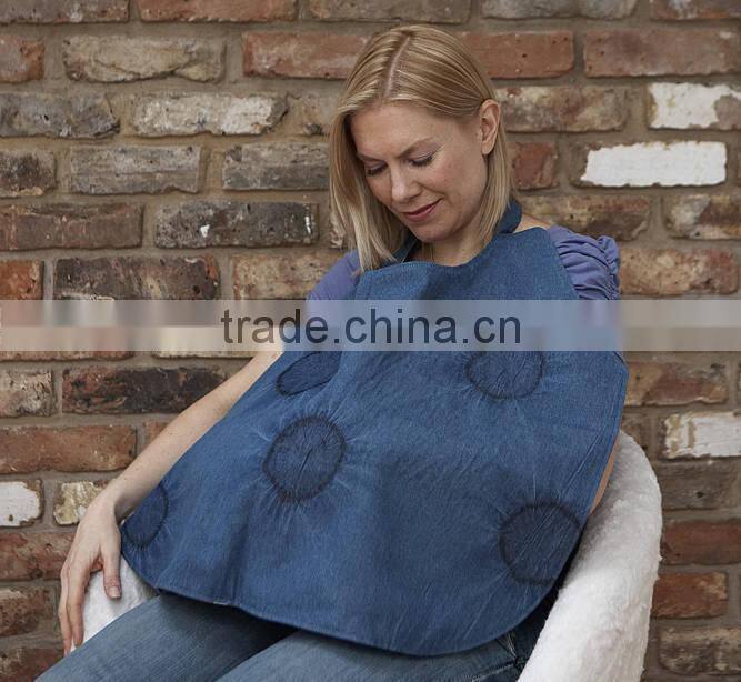 OEM top quality black denim snow wash with embroidery jeans apron shawl