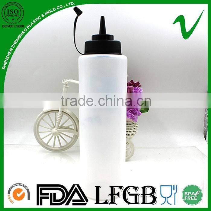 1liter LDPE empty plastic squeeze sauce bottle with dropper cap