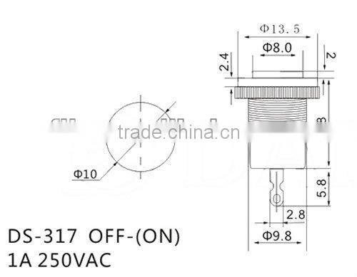 YL6-16 2 pin mini push button light switch on off