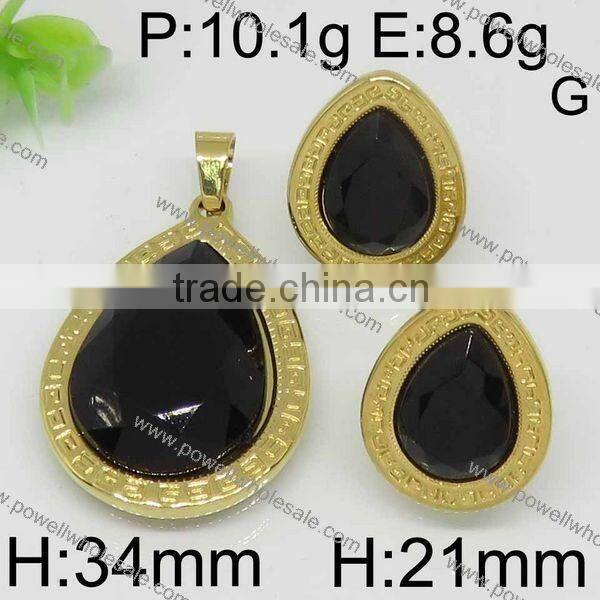 Fashion hot selling 14k gold jewelry wholesale with black and green stone