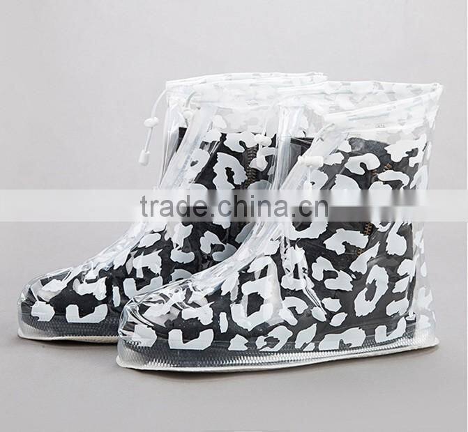 with white flower printing transparent plastic shoes cover