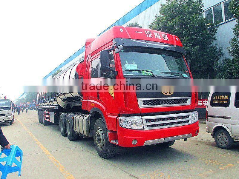 3 alxes 40000 liters milk transportation semi-trailer truck, stainless steel milk tanker truck