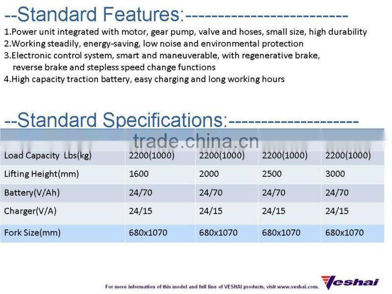 VH-EWS-100/20 Power forklift full electric stacker