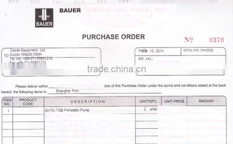 GH series different hose choices chemical small peristaltic pump