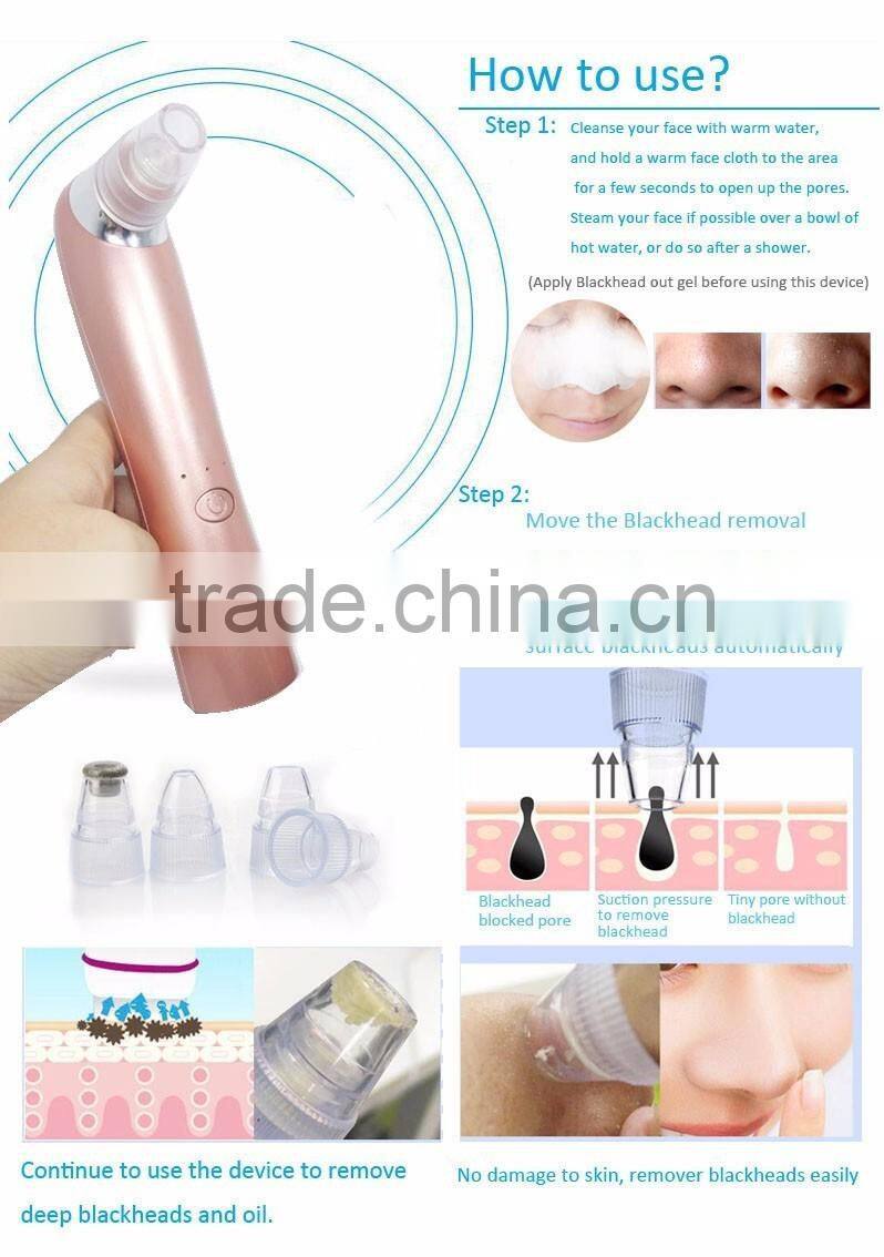 2017 Hot Sell Portable Facial Vacuum Blackhead Remover and skin peeling