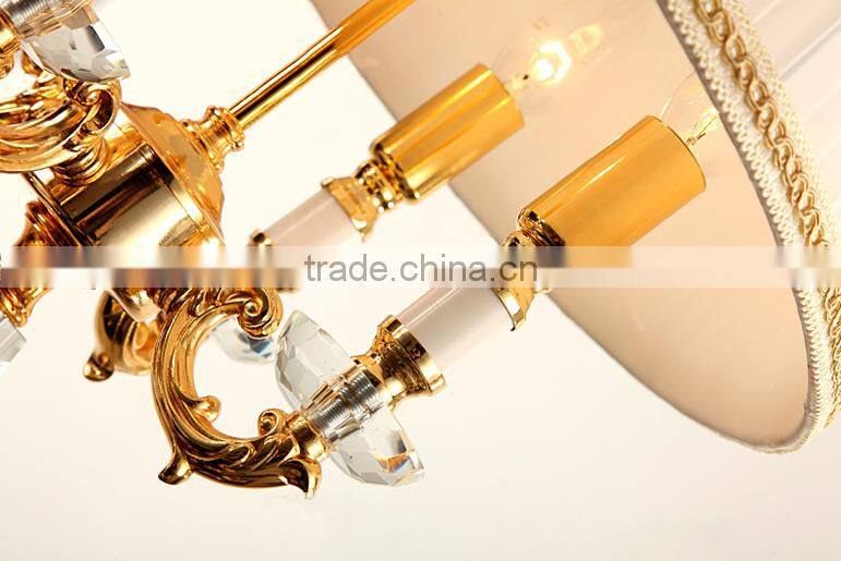Graceful clear crystal body four candles table lamp with lampshade