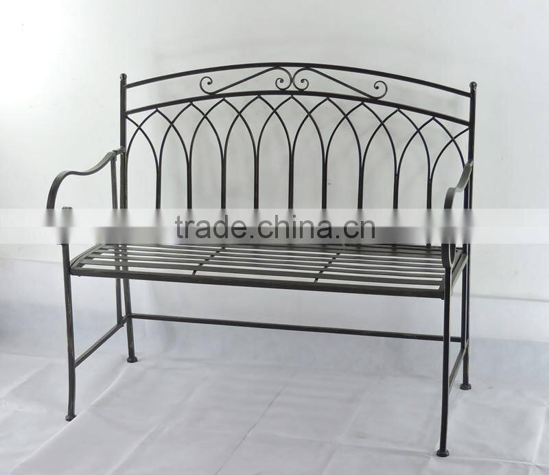 Outdoor Antique Wrought Iron Garden Bench