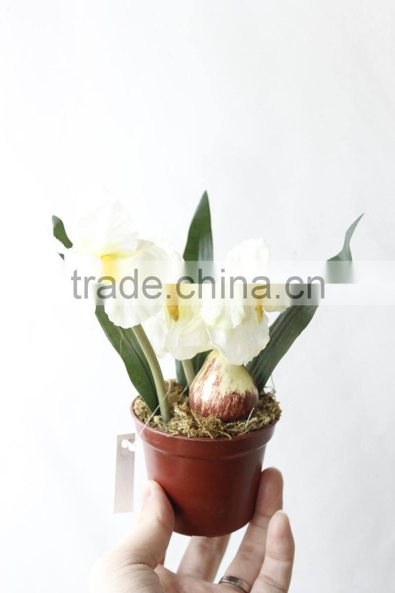 New design indoor decoration silk flowers iris bonsai mini artificial flowers