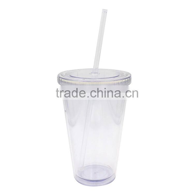 Plastic Tumbler Cup with Straw And Lid, PP Plastic Type And Plastic Material Disposable