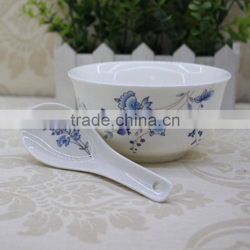 white ceramic bowl wholesale,rice bowl,soup bowl with spoon,creal bowl with decal