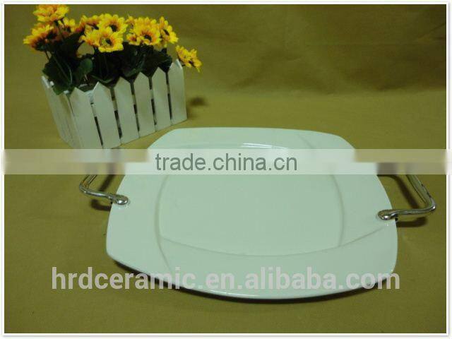 New stock japanese style ceramic plate with Metal handle