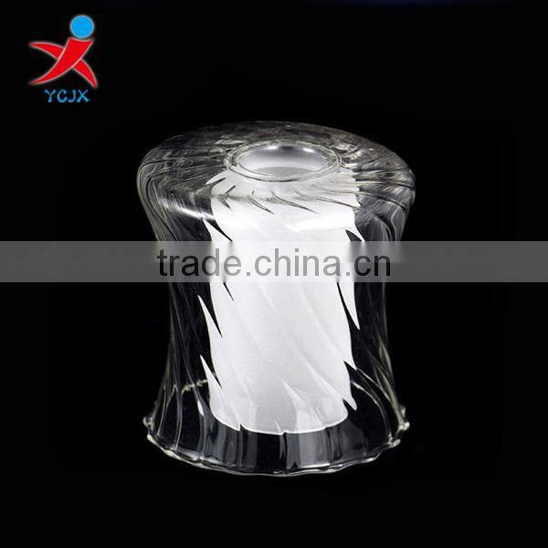 Hand Blown Clear Stripe Borosilicate Glass Lamp Shade