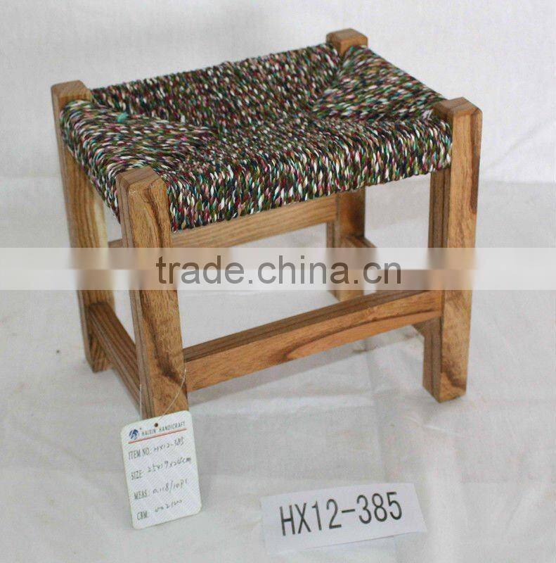 Antique wooden square stool for children