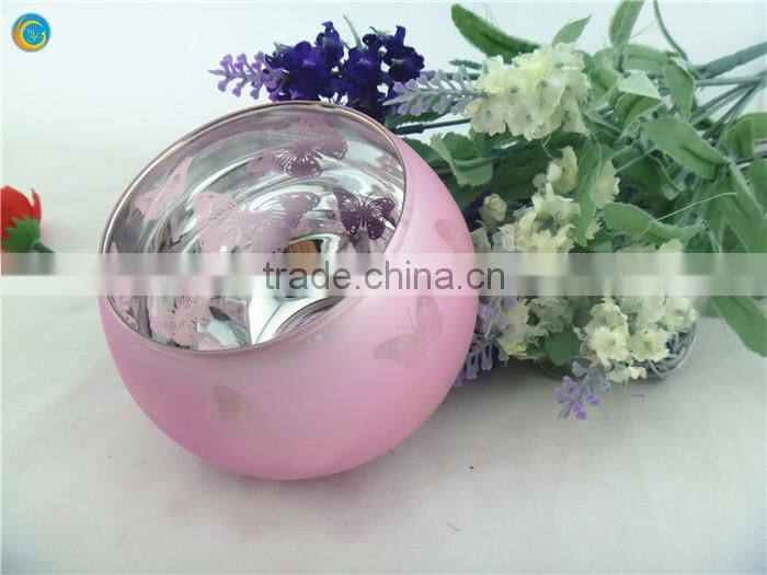 Romantic round pink butterfly wedding candlestick